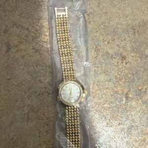 Elegant Gold-Tone Watch with Crystal Accents